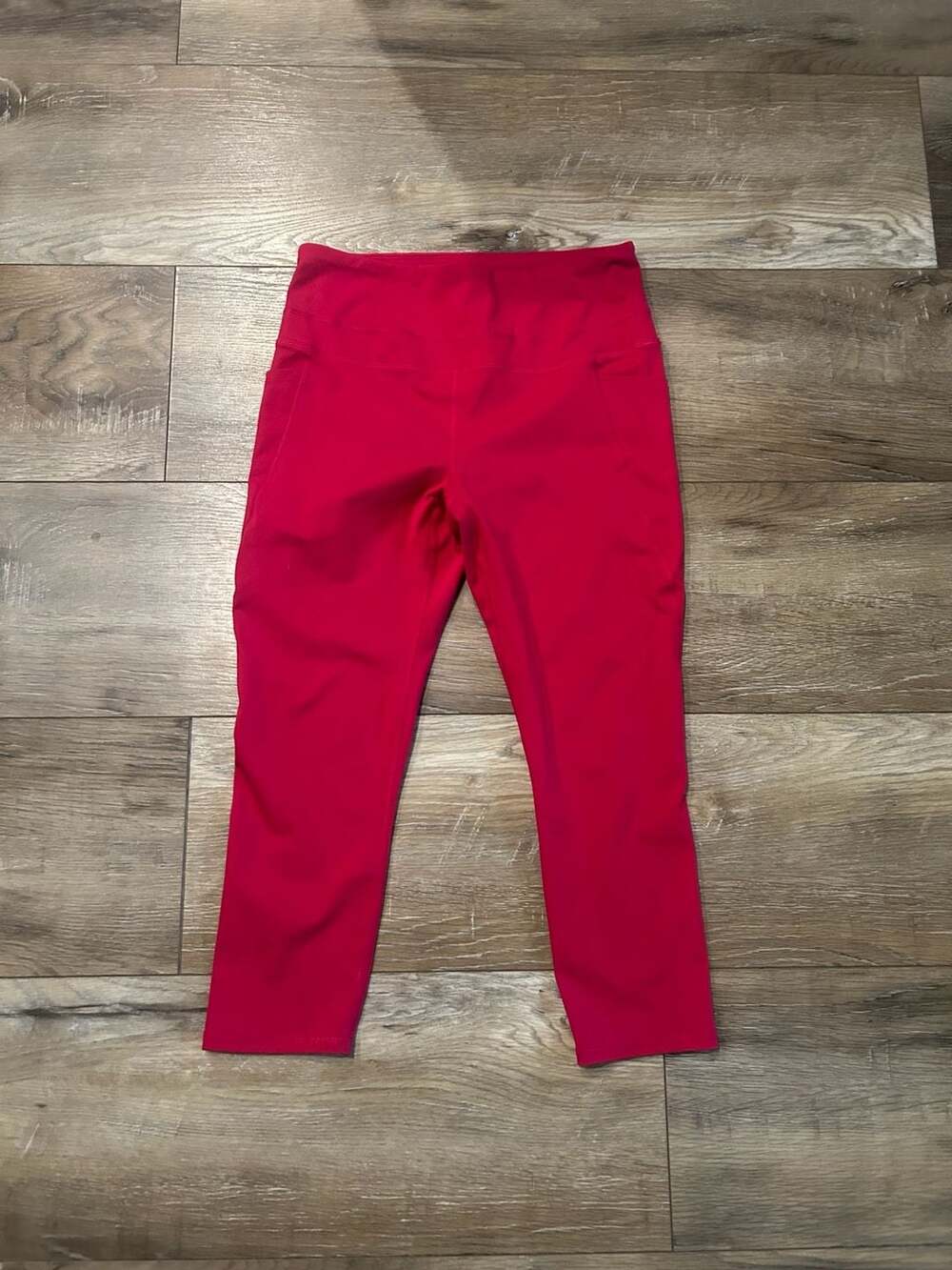 RBX Active Red High-Rise Cropped Leggings with Pockets Size M